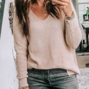 Women's V-Neck Tunic Sweater Neutral XL